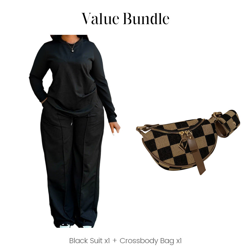 👚 60% RABATT! 👖 Damset Långärmad Top & Vida Byxor – Mjukt Tyg, Avslappnad Passform & Koordinerat Uppseende ✨