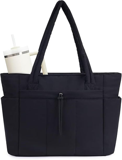 💕Rea 50% RABATT🎁Wandering Nature Puffer-tygväska med mugghållare och laptopfack samt trolleyväska för resor, arbete, sjuksköterskor, kvinnor