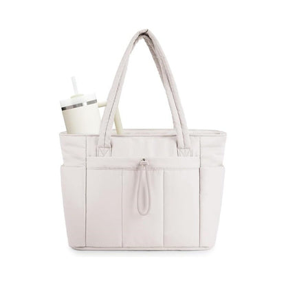 💕Rea 50% RABATT🎁Wandering Nature Puffer-tygväska med mugghållare och laptopfack samt trolleyväska för resor, arbete, sjuksköterskor, kvinnor