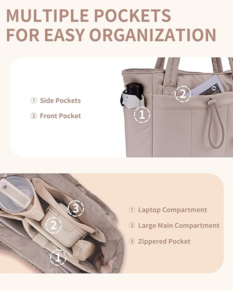 💕Rea 50% RABATT🎁Wandering Nature Puffer-tygväska med mugghållare och laptopfack samt trolleyväska för resor, arbete, sjuksköterskor, kvinnor
