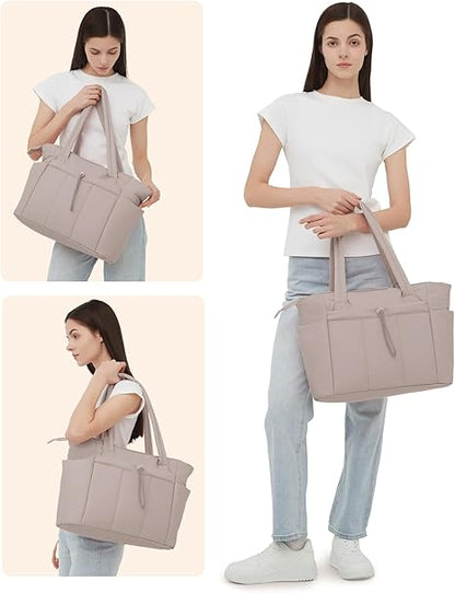 💕Rea 50% RABATT🎁Wandering Nature Puffer-tygväska med mugghållare och laptopfack samt trolleyväska för resor, arbete, sjuksköterskor, kvinnor