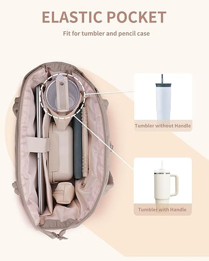 💕Rea 50% RABATT🎁Wandering Nature Puffer-tygväska med mugghållare och laptopfack samt trolleyväska för resor, arbete, sjuksköterskor, kvinnor