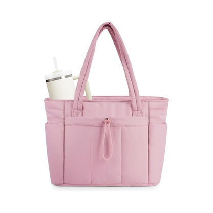 💕Rea 50% RABATT🎁Wandering Nature Puffer-tygväska med mugghållare och laptopfack samt trolleyväska för resor, arbete, sjuksköterskor, kvinnor