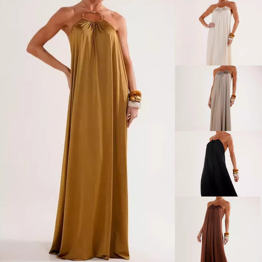 🔥Ny stil🔥Damers eleganta halterneckneck-maxiklänning utan rygg