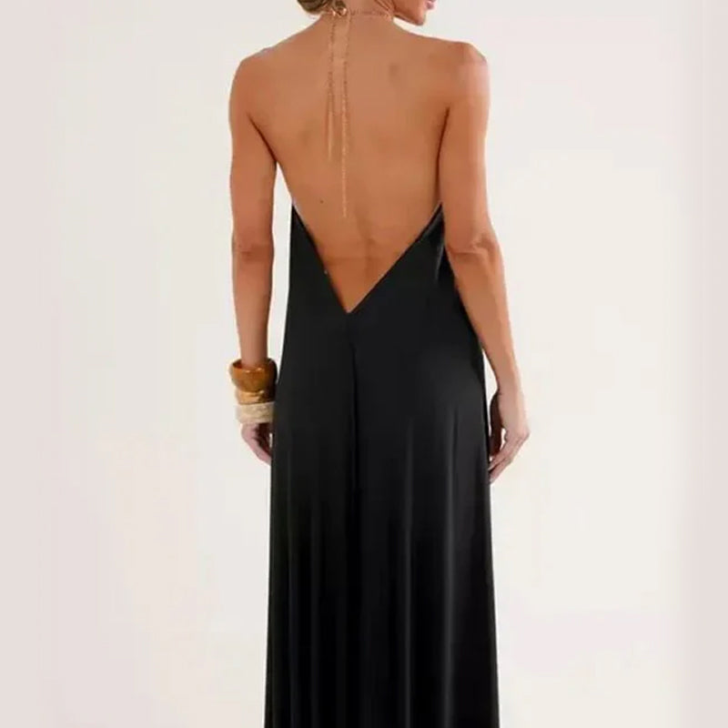 🔥Ny stil🔥Damers eleganta halterneckneck-maxiklänning utan rygg
