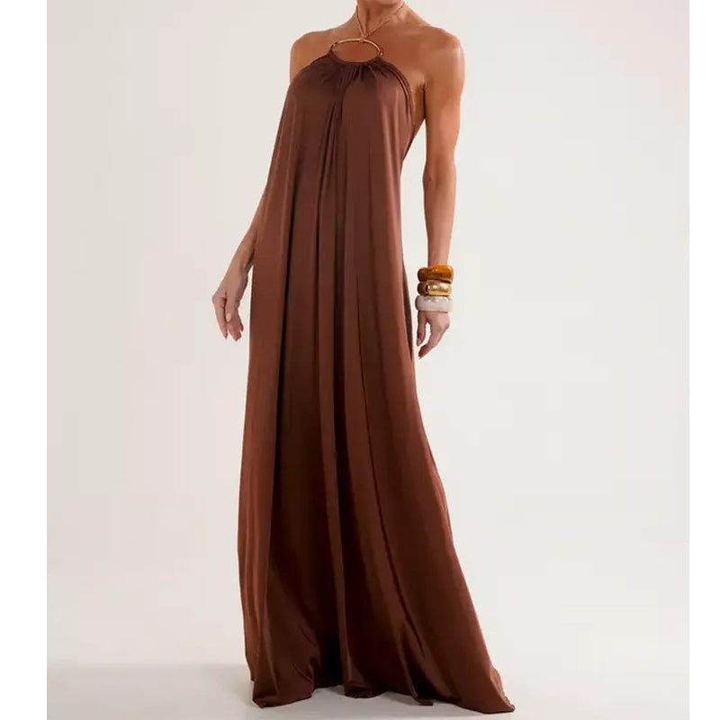 🔥Ny stil🔥Damers eleganta halterneckneck-maxiklänning utan rygg