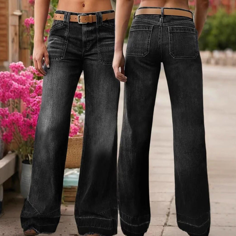 🎁 Nya Tillskott 2026 – 50% Rabatt 💥 Retro Flare Jeans för Kvinnor med Fickor