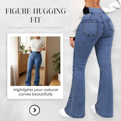 👖🔥 50% RABATT! Retro Flare Byxor – Hög Midja & Smickrande Passform