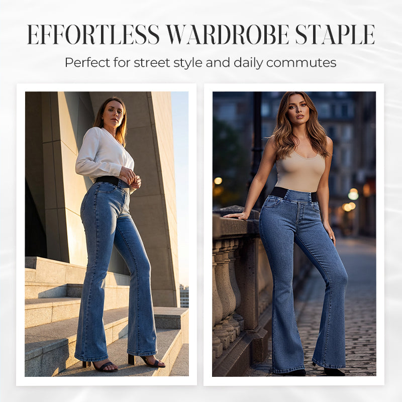 👖🔥 50% RABATT! Retro Flare Byxor – Hög Midja & Smickrande Passform