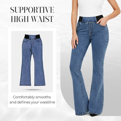 👖🔥 50% RABATT! Retro Flare Byxor – Hög Midja & Smickrande Passform