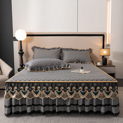 ⏳Begränsad tid 50 % rabatt⏰Ruffled Bed Sheet Skirt / Pillowcases🛏️