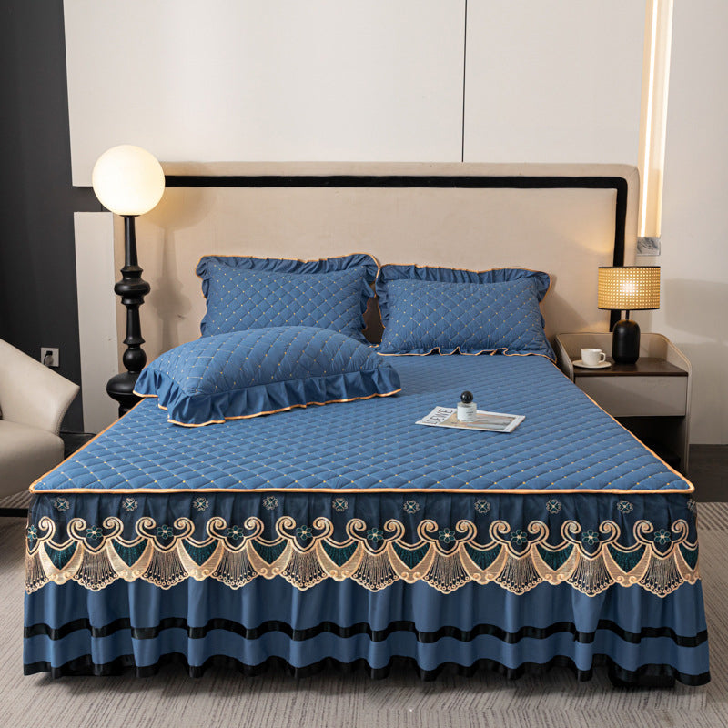 ⏳Begränsad tid 50 % rabatt⏰Ruffled Bed Sheet Skirt / Pillowcases🛏️