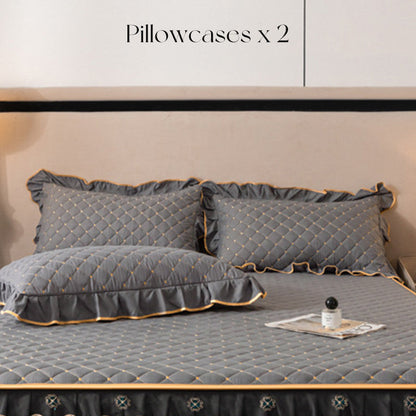 ⏳Begränsad tid 50 % rabatt⏰Ruffled Bed Sheet Skirt / Pillowcases🛏️