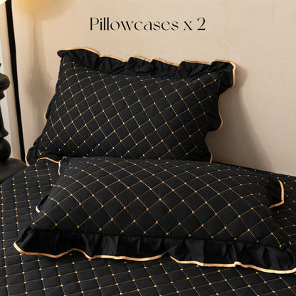 ⏳Begränsad tid 50 % rabatt⏰Ruffled Bed Sheet Skirt / Pillowcases🛏️