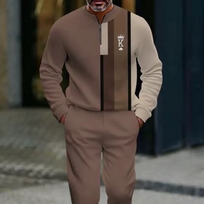 🌿👬Herrset med grafiskt tryck, tröja och byxor