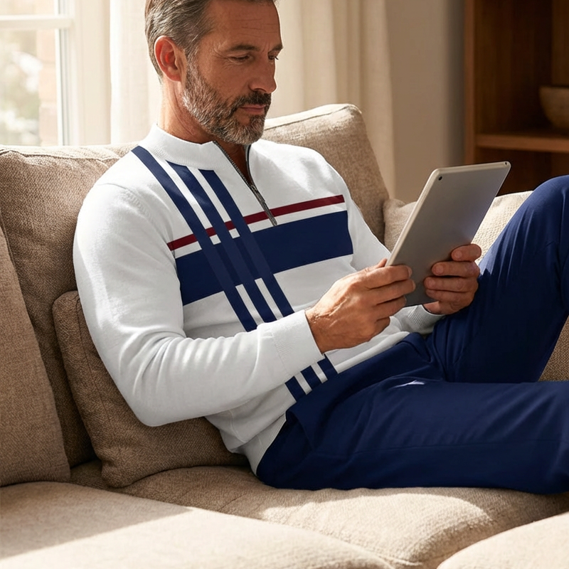 🌿👬Herrset med grafiskt tryck, tröja och byxor