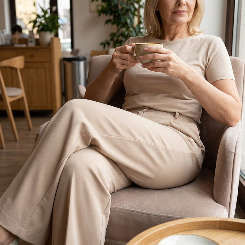 🌸SISTA DAGEN MED ERBJUDANDET - 60% RABATT💕Dambyxor med hög midja och vida ben, enfärgade