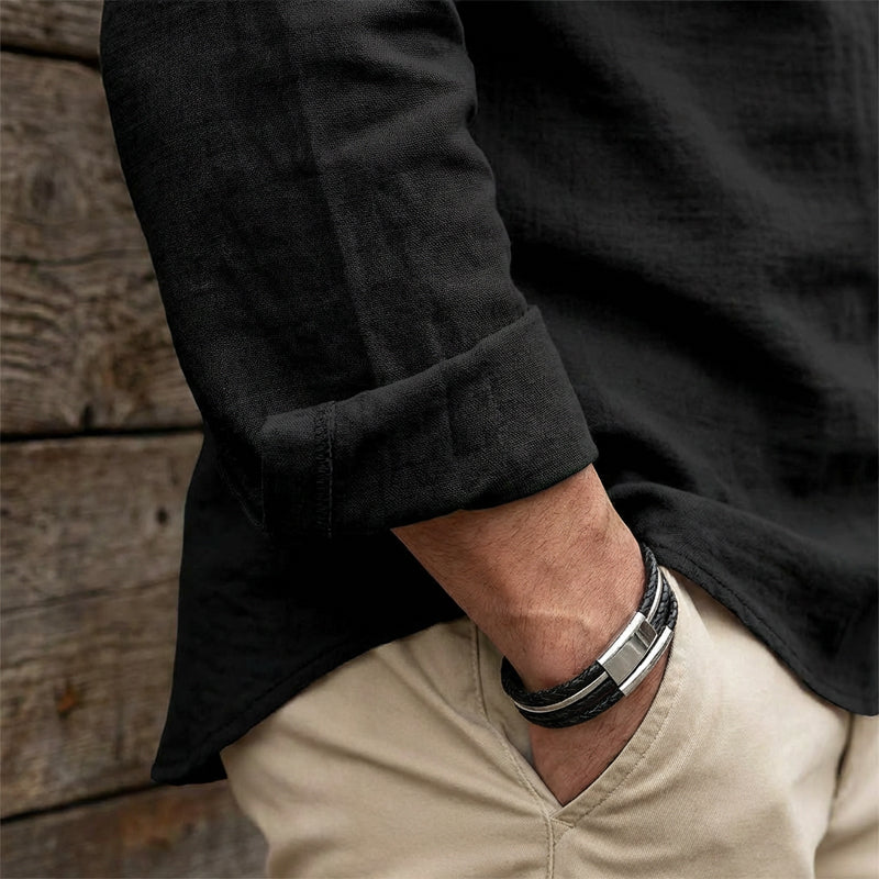 🔥Tidsbegränsat erbjudande – Enfärgad skjorta i linne-bomullsblandning för herr