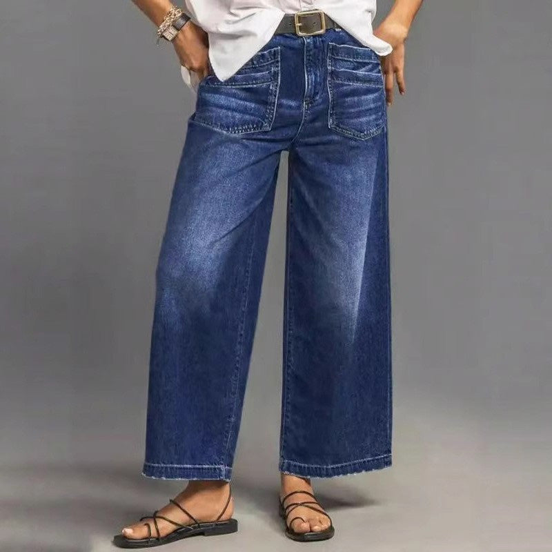👖 50% RABATT!🌟Damjeans med hög midja och vida ben