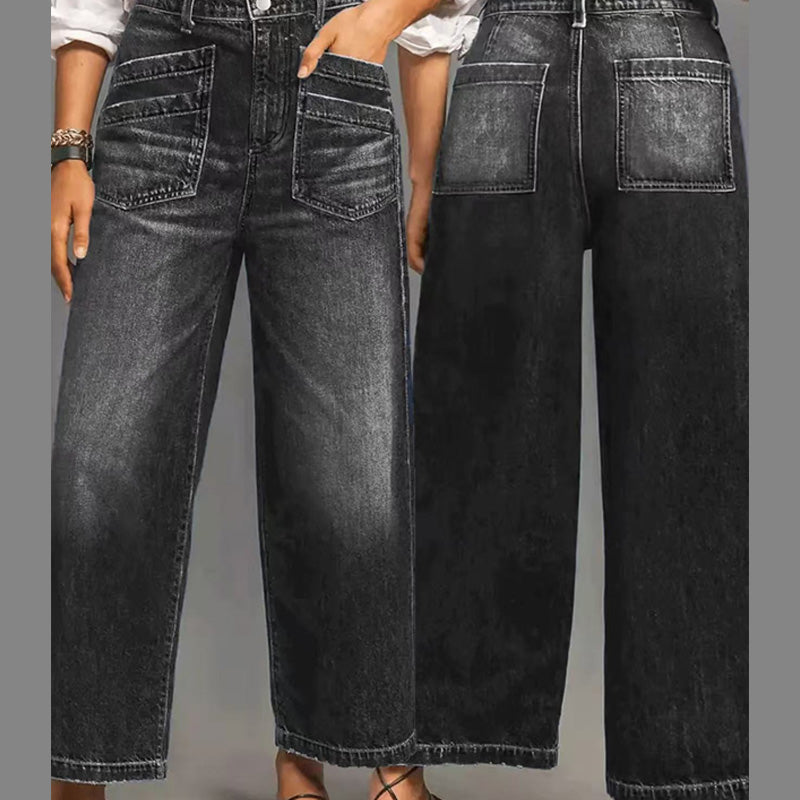 👖 50% RABATT!🌟Damjeans med hög midja och vida ben