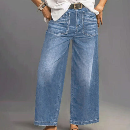 👖 50% RABATT!🌟Damjeans med hög midja och vida ben