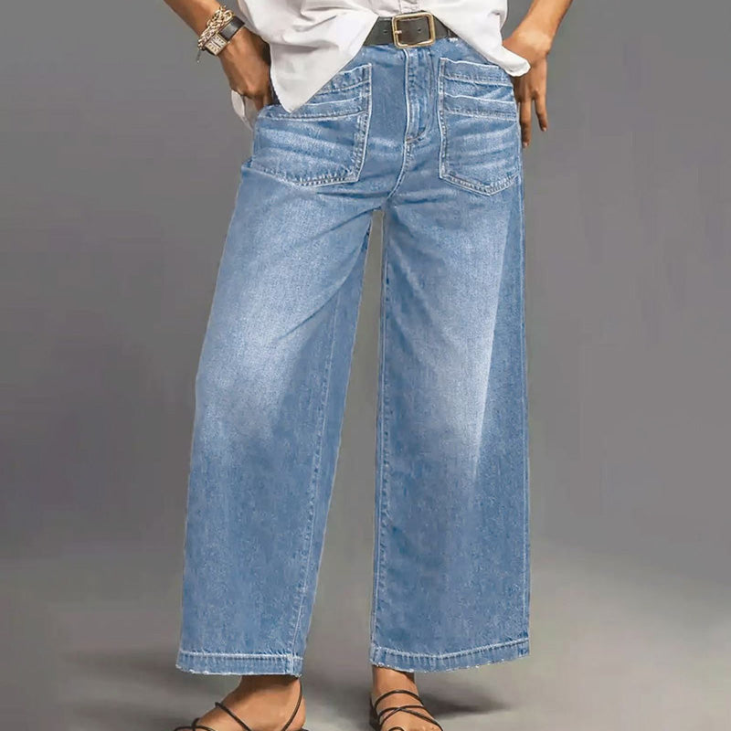 👖 50% RABATT!🌟Damjeans med hög midja och vida ben