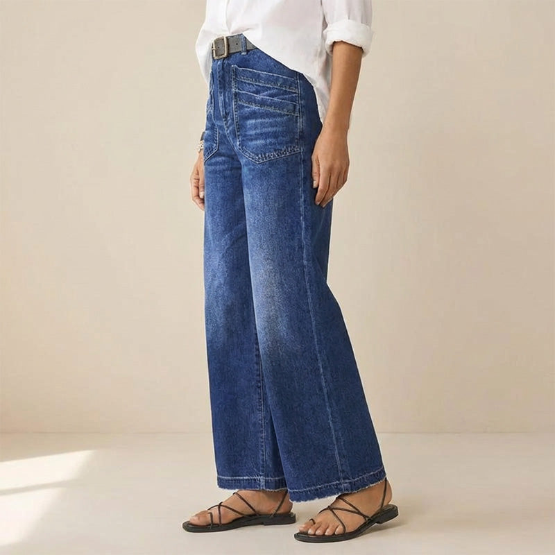👖 50% RABATT!🌟Damjeans med hög midja och vida ben