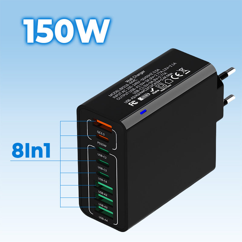 📱 50% RABATT! ⚡ Multi-Port 150W Snabbladdare – 3-enheters samtidig laddning, Kompakt design & Universell kompatibilitet 🔋