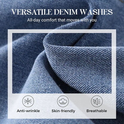 Bågbroderade jeans med hög midja och raka ben