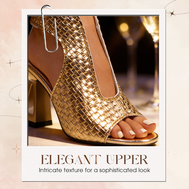 👡✨ 50% RABATT! Nyhet | Eleganta Klacksandaler med Öppen Tå – Korgvävd & Stabil Blockklack!