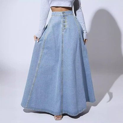 📢📢50 % RABATT!! ⏰Vintagejeanskjol med knappar fram och A-linjeformad passform