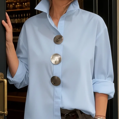 🌞Vårens uppvaknande: 50 % rabatt!👚  Oversized damskjorta med statementknappar