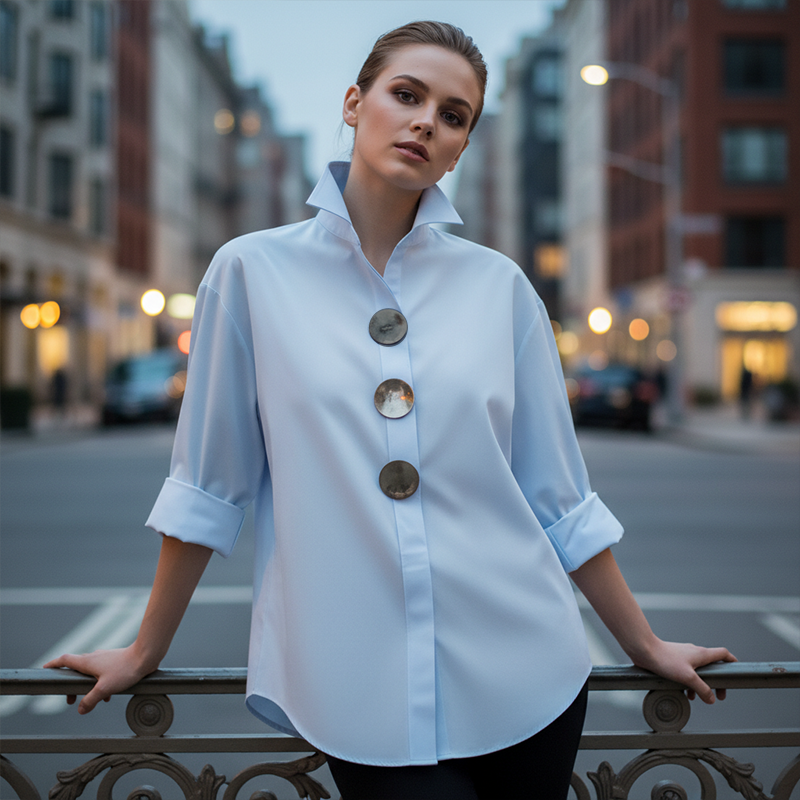 🌞Vårens uppvaknande: 50 % rabatt!👚  Oversized damskjorta med statementknappar