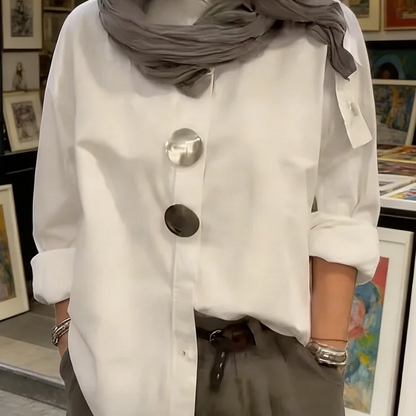 🌞Vårens uppvaknande: 50 % rabatt!👚  Oversized damskjorta med statementknappar