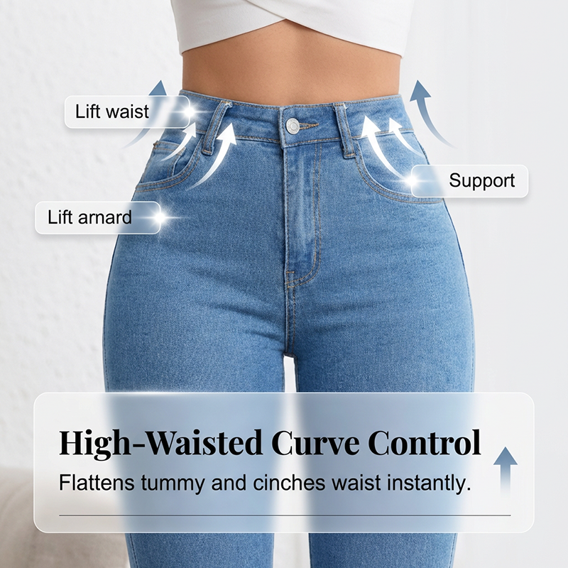 👖 60% RABATT! 💙 Högmidjade Utsvängda Stretchjeans för Kvinnor – Bekväm Passform, Retro Stil & Stretchigt Tyg 🌸