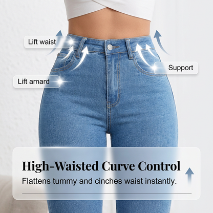 👖 60% RABATT! 💙 Högmidjade Utsvängda Stretchjeans för Kvinnor – Bekväm Passform, Retro Stil & Stretchigt Tyg 🌸