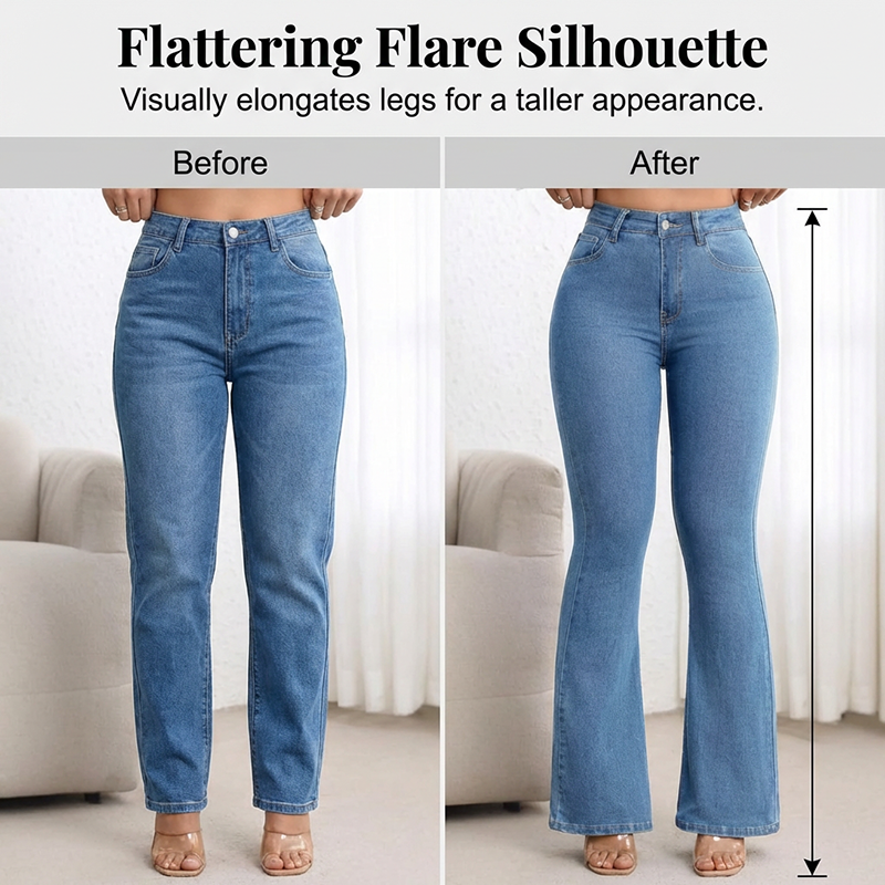 👖 60% RABATT! 💙 Högmidjade Utsvängda Stretchjeans för Kvinnor – Bekväm Passform, Retro Stil & Stretchigt Tyg 🌸