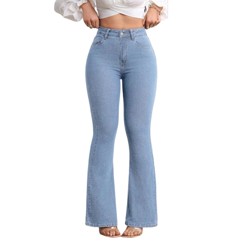 👖 60% RABATT! 💙 Högmidjade Utsvängda Stretchjeans för Kvinnor – Bekväm Passform, Retro Stil & Stretchigt Tyg 🌸
