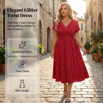 💫 50% RABATT 🌸 Elegant klänning med V-hals & vridet frontparti 💗 feminin, luftig & perfekt för sommarens alla tillfällen ☀️
