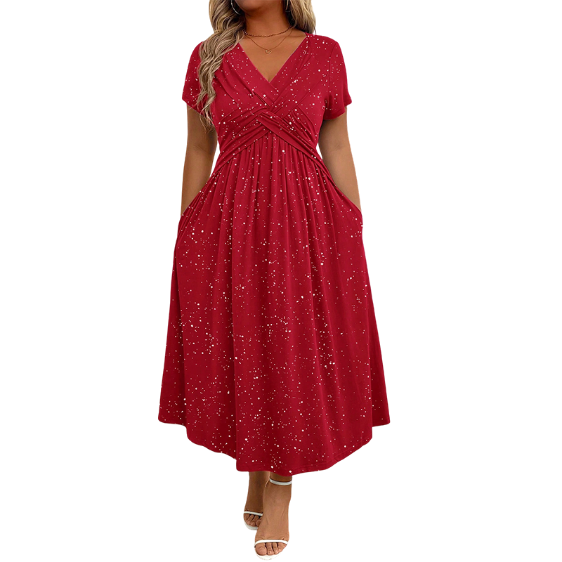 💫 50% RABATT 🌸 Elegant klänning med V-hals & vridet frontparti 💗 feminin, luftig & perfekt för sommarens alla tillfällen ☀️