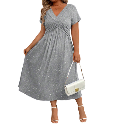 💫 50% RABATT 🌸 Elegant klänning med V-hals & vridet frontparti 💗 feminin, luftig & perfekt för sommarens alla tillfällen ☀️