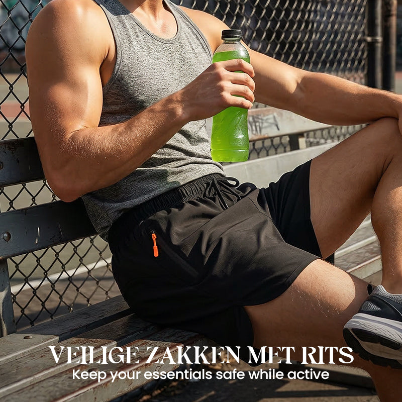 🩳 50% RABATT! ⚡ Andningsbara Sportbyxor med Dragkedjeförsedda Fickor – Lätta, Bekväma & Perfekta För Träning & Fritid 🏃‍♂️