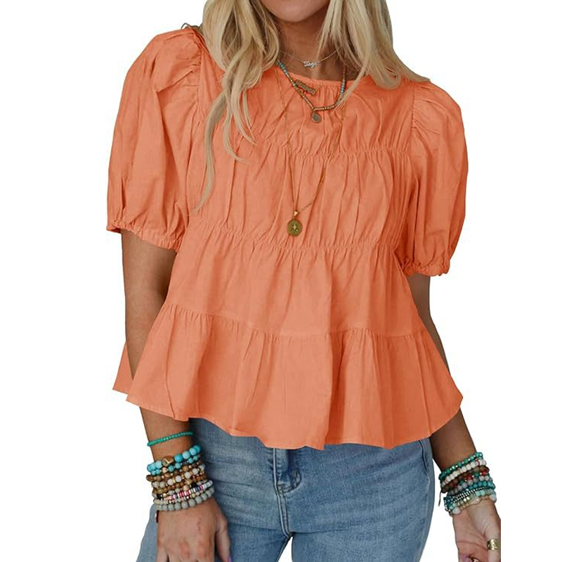 👚 60% RABATT 🌸 | Top med Puffärmar, Smock & Peplum – Romantisk & Mångsidig
