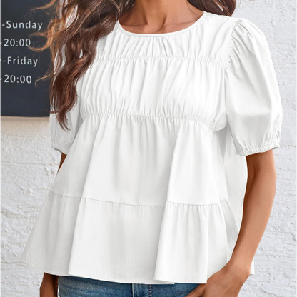 👚 60% RABATT 🌸 | Top med Puffärmar, Smock & Peplum – Romantisk & Mångsidig