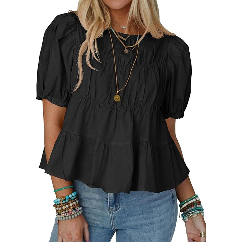 👚 60% RABATT 🌸 | Top med Puffärmar, Smock & Peplum – Romantisk & Mångsidig
