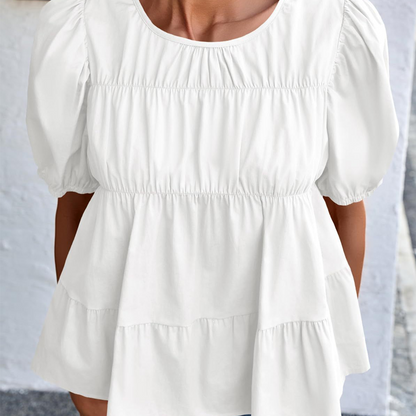 👚 60% RABATT 🌸 | Top med Puffärmar, Smock & Peplum – Romantisk & Mångsidig