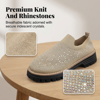 Loafers för damer med strass och glittrande detaljer