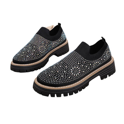 Loafers för damer med strass och glittrande detaljer