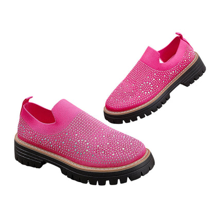 Loafers för damer med strass och glittrande detaljer