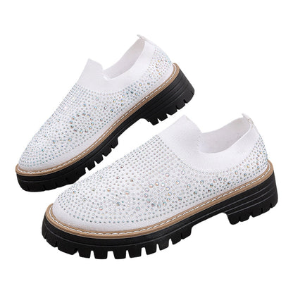 Loafers för damer med strass och glittrande detaljer